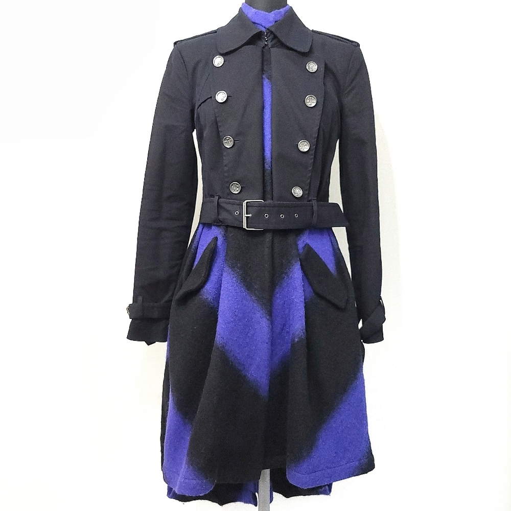 RARE L.A.M.B Dark Academia Chevron Wool Miliarty Trench Coat